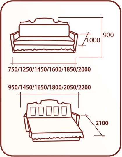 Прямой диван Аккордеон Бук 120 Радуга в Рязани - изображение 1